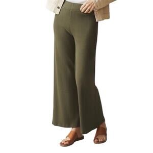 American Giant Ribbed Wide Leg Pant Women's Small Olive Green